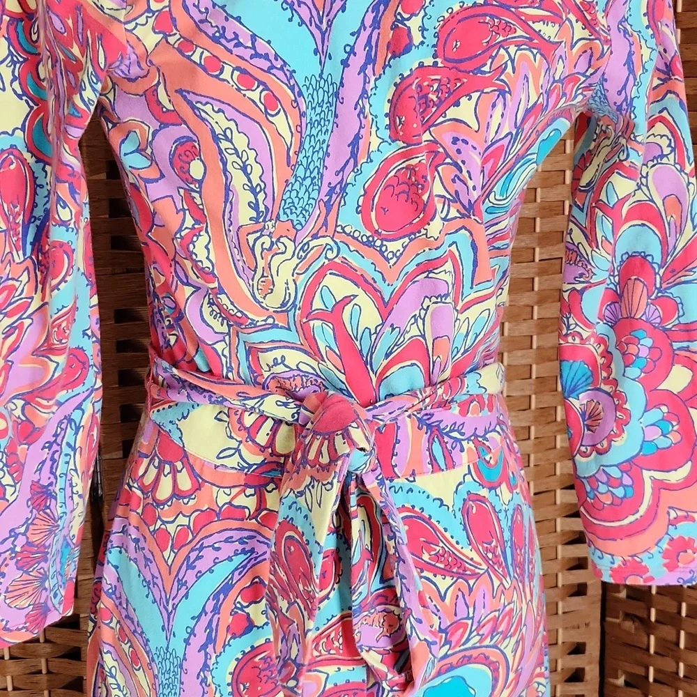 Lilly Pulitzer, Summer, Spring, Adriana Jersey V-neck, Colorful Wrap Maxi Dress - Picture 4 of 9